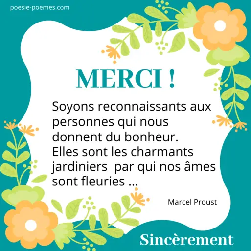 Belle image pour remercier une personne avec une belle citation