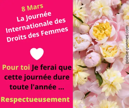 Belle carte pour la journée de la femme à envoyer à une femme qu'on aime