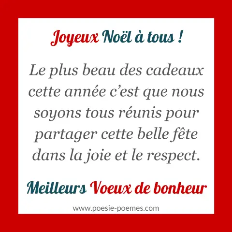 Beau texte de Noël pour le repas de Noël