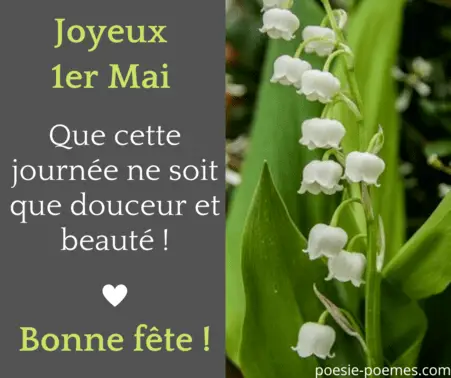 Belle carte pour le 1 mai - Image joyeuse fête du Muguet pour la journée internationale du travail