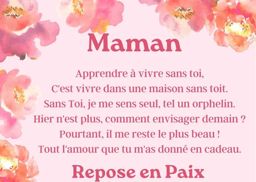 Bel hommage à sa mère: Repose en Paix maman